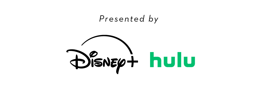 "Presented by Disney+ and Hulu" text + logos